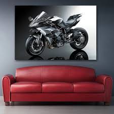 Set Of 3 Ninja H2r Bike Sticky Canvas Frames For Wall Decore / Sticky Phototiles