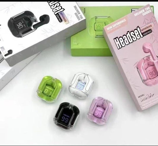 Earbuds Air 31 Airpods Wireless Earbuds With Crystal Transparent Case.